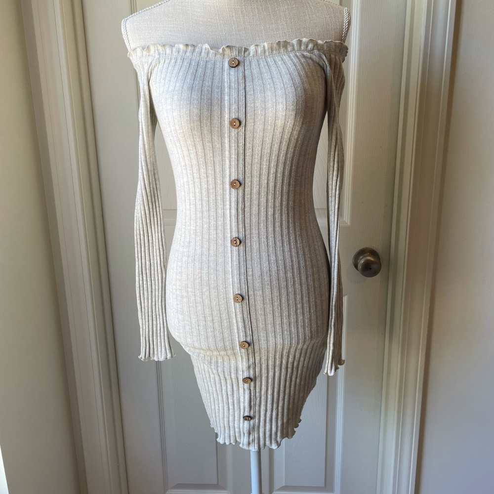 Off shoulder sweater dress